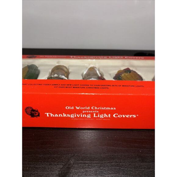 VTG Old World Christmas Thanksgiving Light Covers Set of 6 w/Box New Pilgrims - Picture 11 of 15